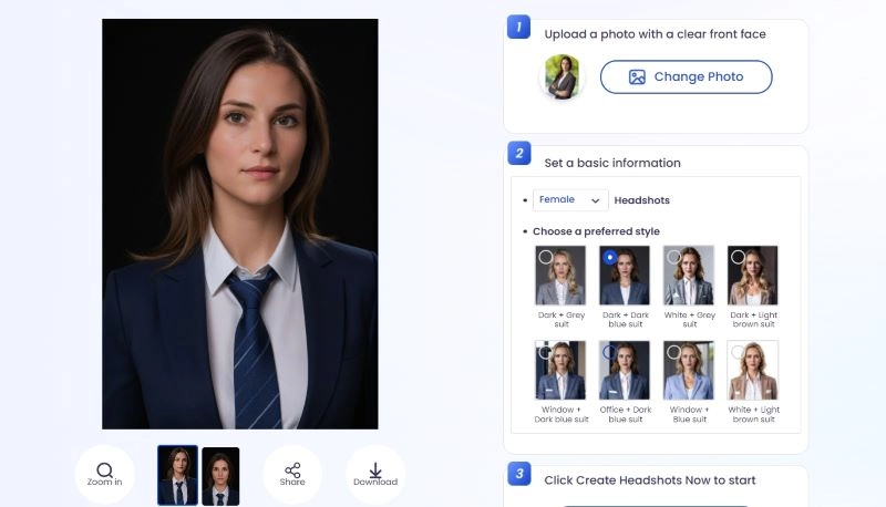 Download the Headshot Pictures with Vidnoz AI Headshot Generator