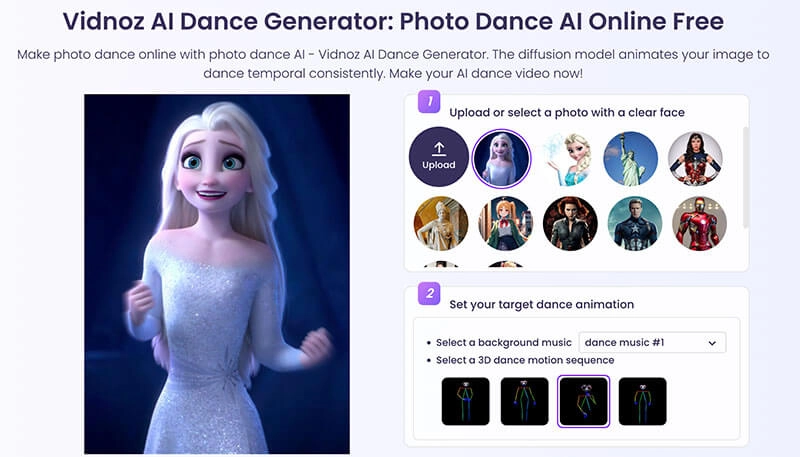 Elsa Dance Vidnoz AI Upload Image