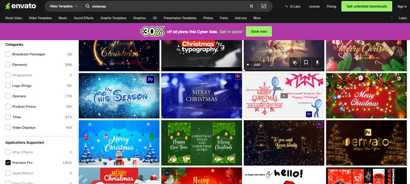 Envato Christmas Video Template Interface