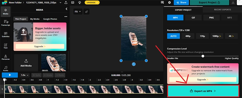 Export Cropped Video as MP4