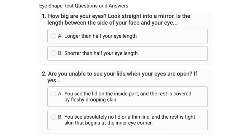 Eye Shape Test Website