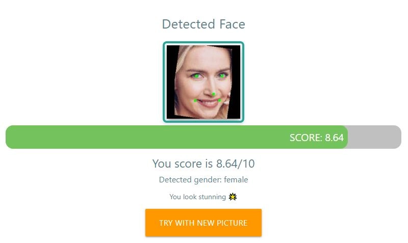 Face Attractiveness Test Result