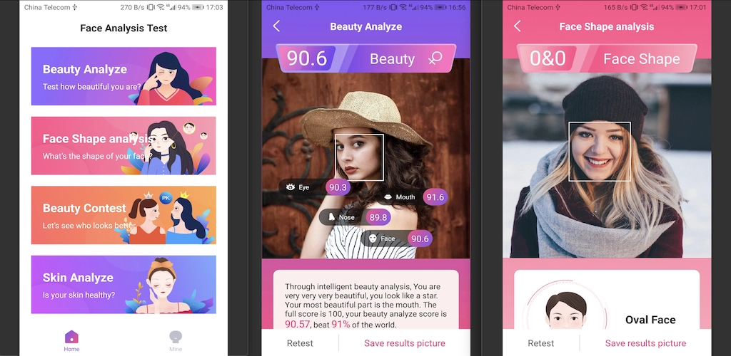 Face Beauty Analysis App - Face Analysis Test