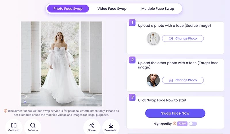 Face Swap Wedding Vidnoz Upload Photos