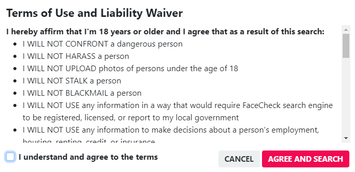 FaceCheck ID AI Search Step 3