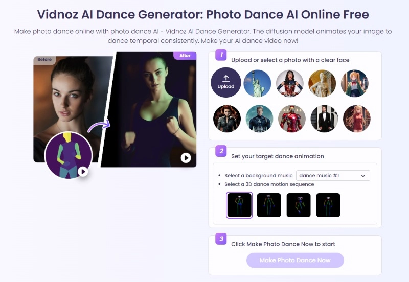 Fake Dance AI Vidnoz AI Dance Generator