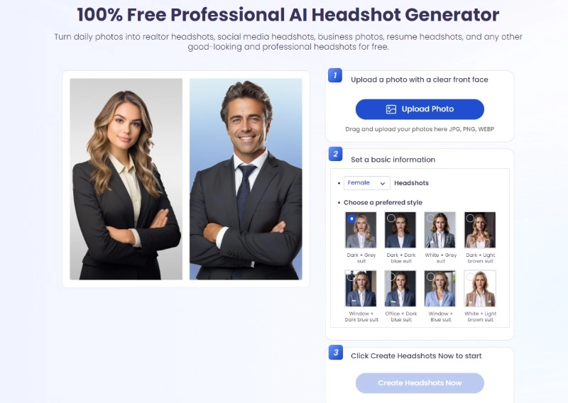 Fake Headshot with Vidnoz AI Headshot Generator Online Free