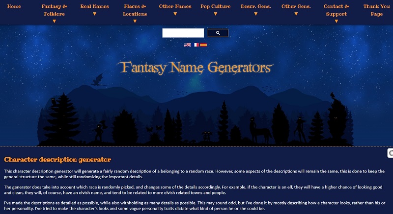 Fantasy Character Description Generator