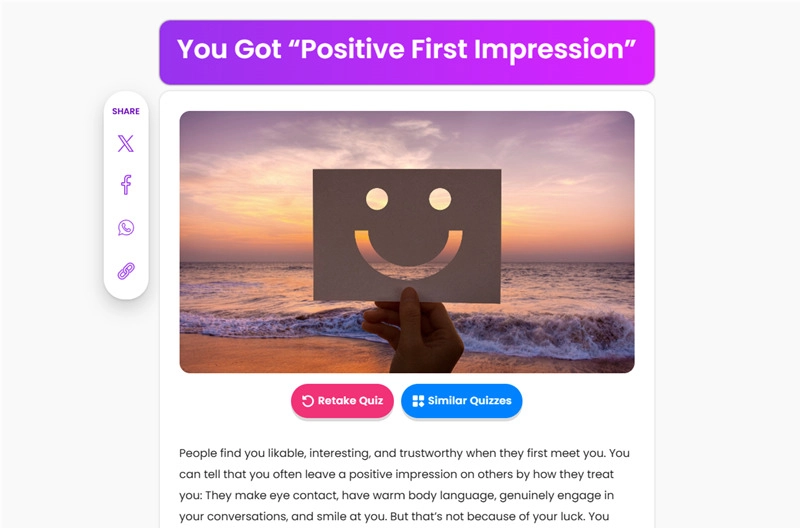 First Impression Quiz with Multiple Options