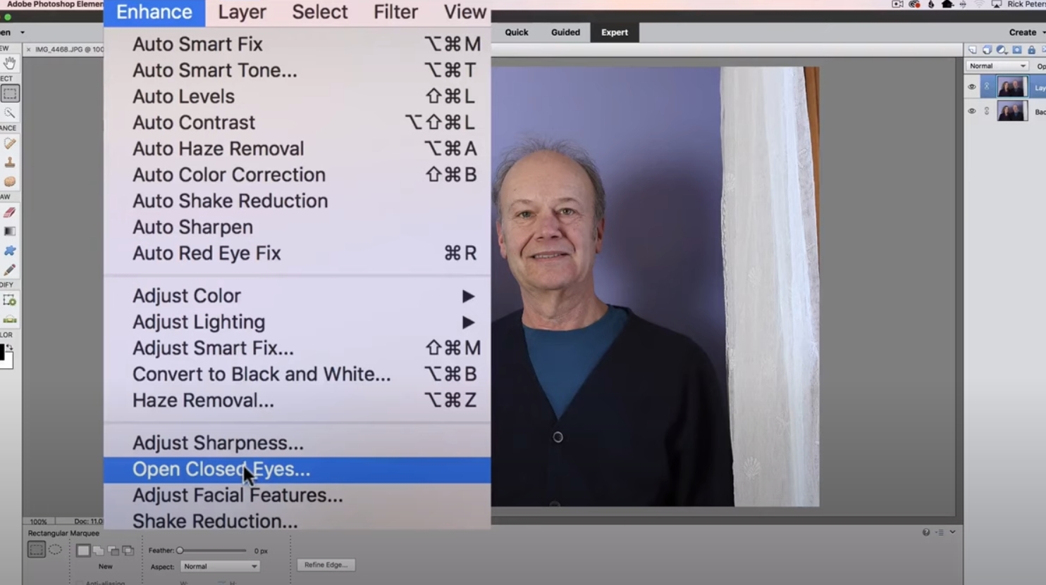 Fix Closed Eyes in A Photo Adobe Option