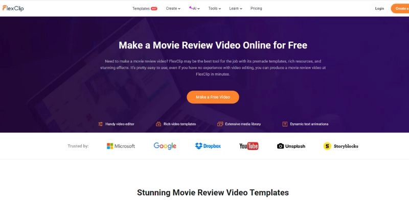 FlexClip Online Film Review Video Editor