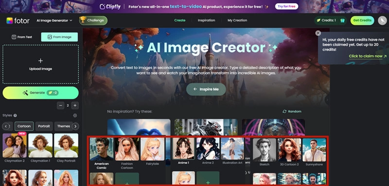 Fotor AI Anime Generator