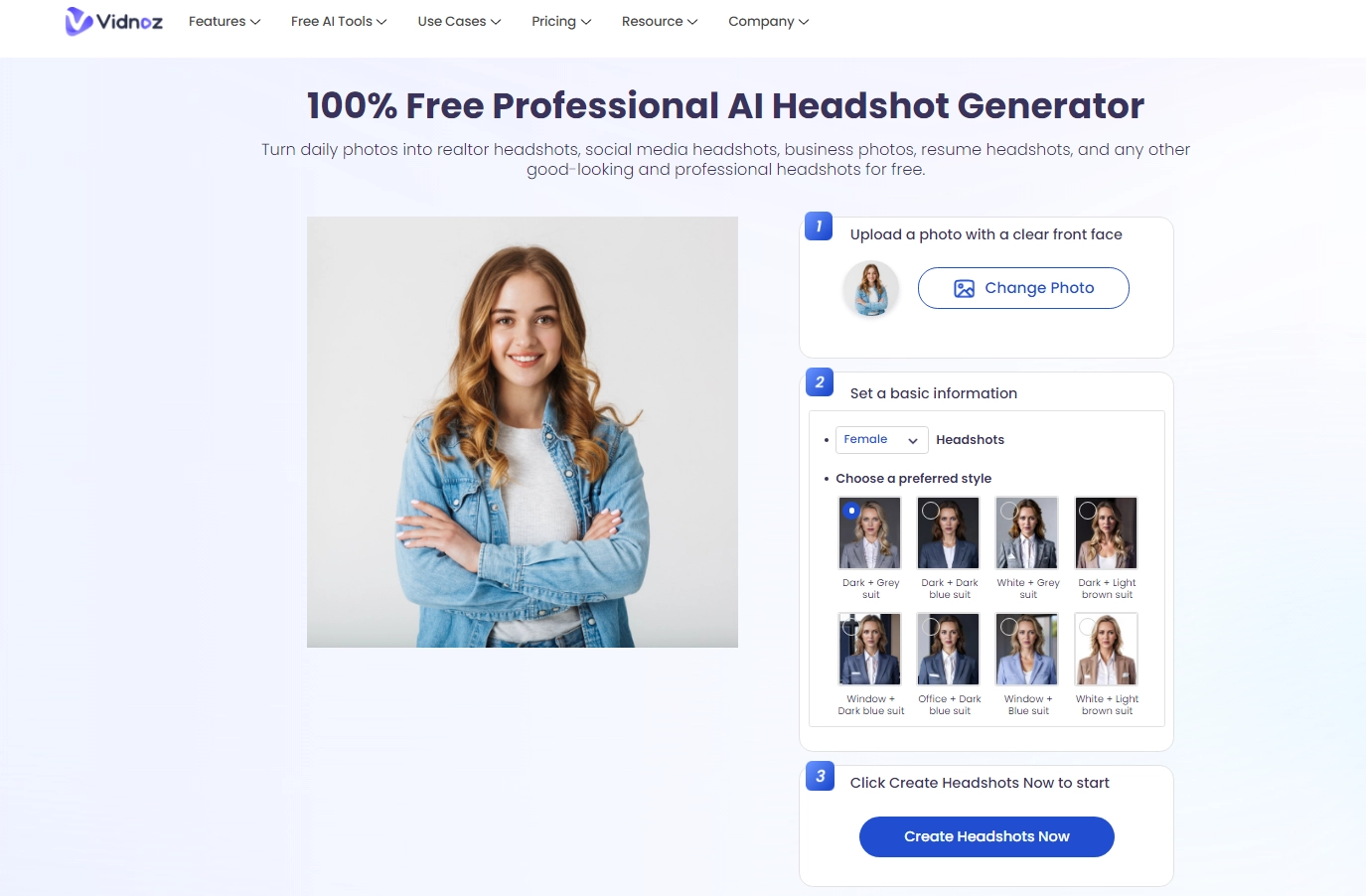 Free AI Headshot Created by Vidnoz - 02