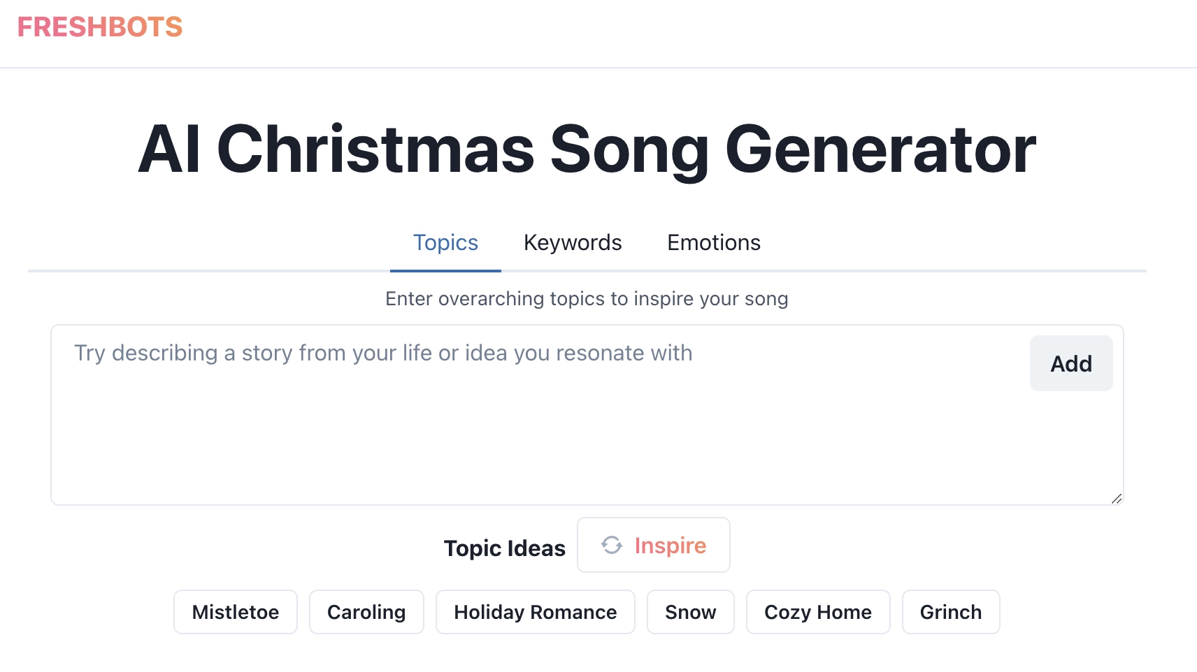 Freshbots Christmas Song Generator