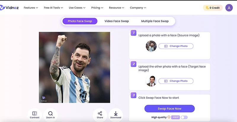 Funny Photo Editor Vidnoz AI Face Swap 