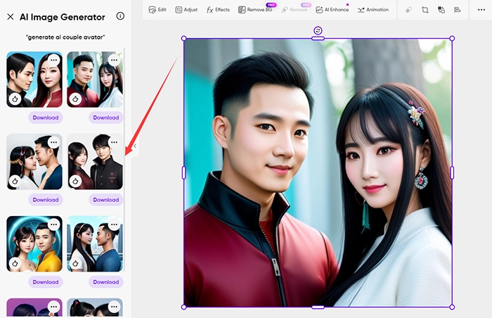 Generate AI Avatar Couples with One Click