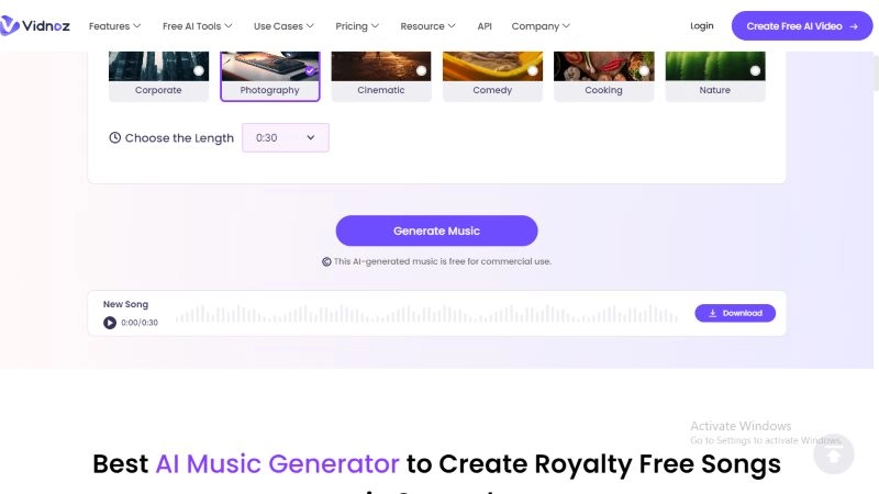 Generate AI Music with Vidnoz