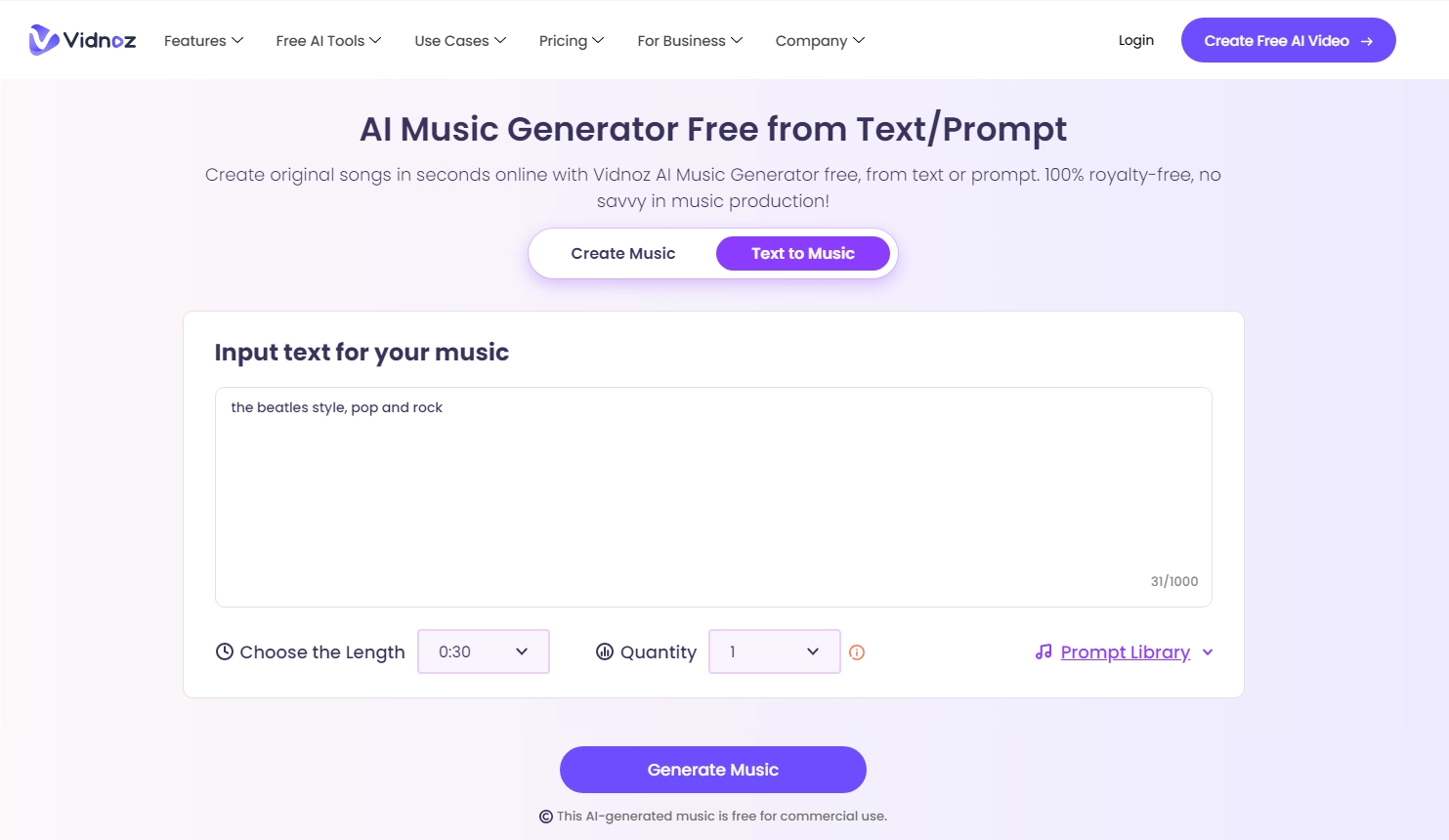 Generate New Beatles Song with Vidnoz AI