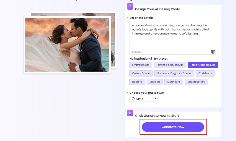 Generate Now Vidnoz AI Kissing Photo