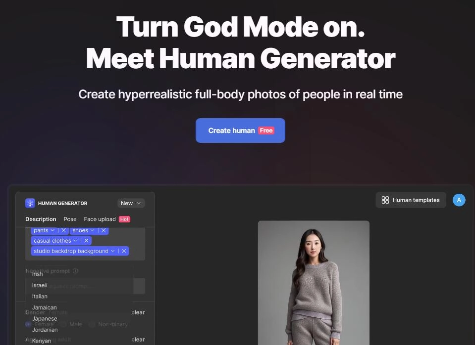 Generated Photos Customizable AI Human Generator