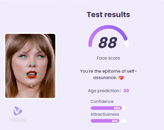 Get an Face Attractiveness Score for Taylor Swift