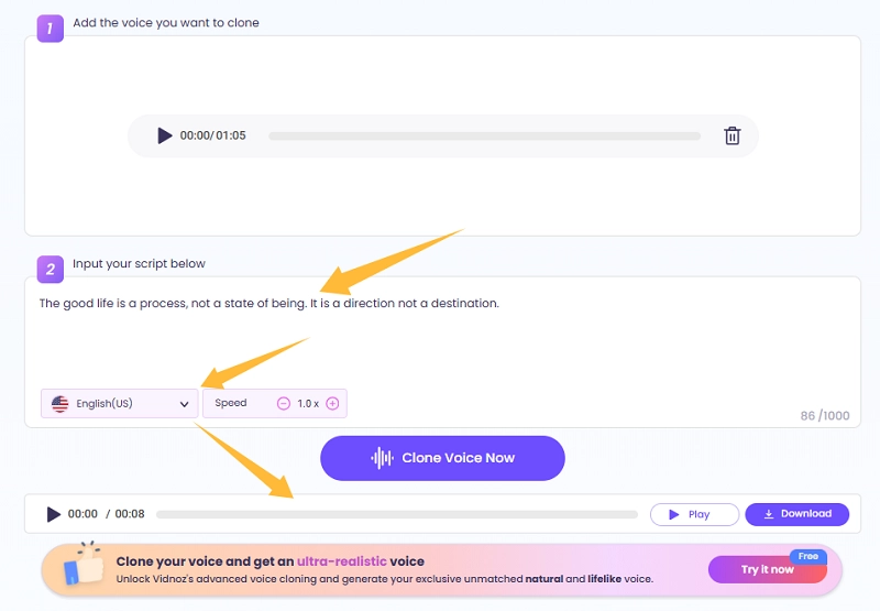 Get Deep Voice Fast with Voice Cloning - Step 3