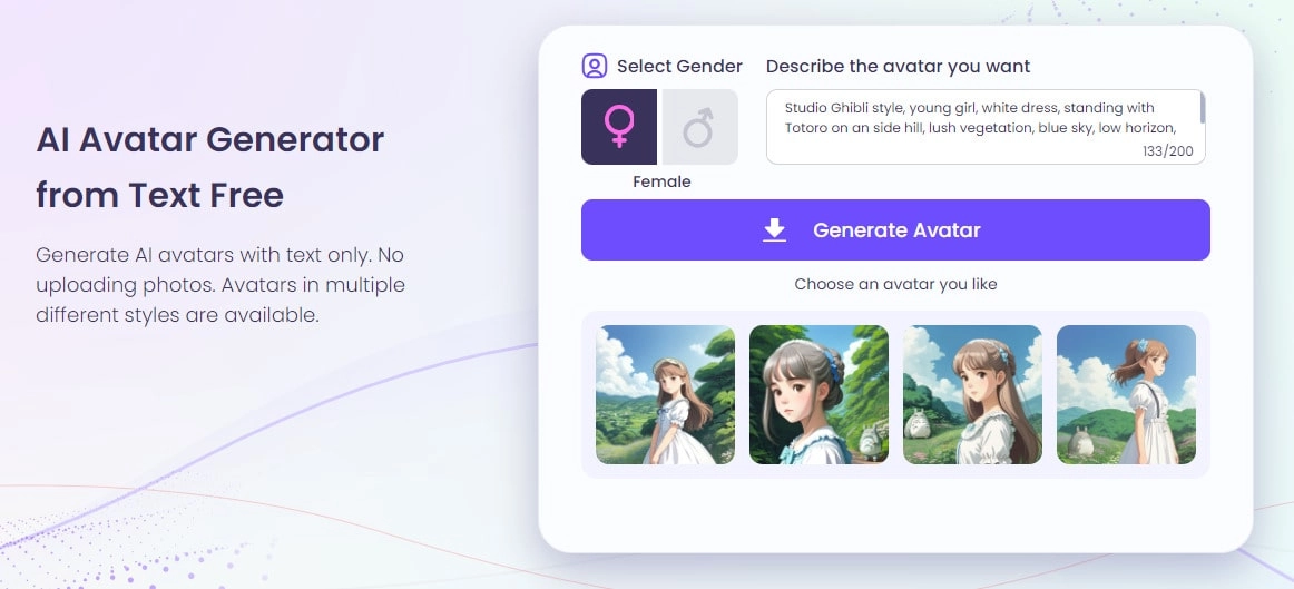 Ghibli Filter AI Using Vidnoz AI Avatar Generator