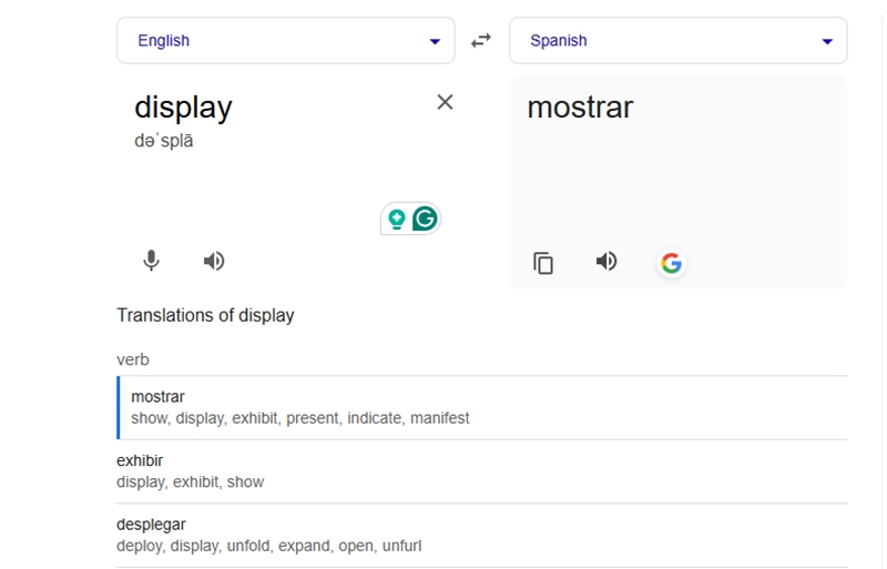 Google Translate English to Spanish