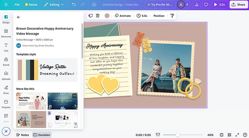 Happy Anniversary Video Maker Canva