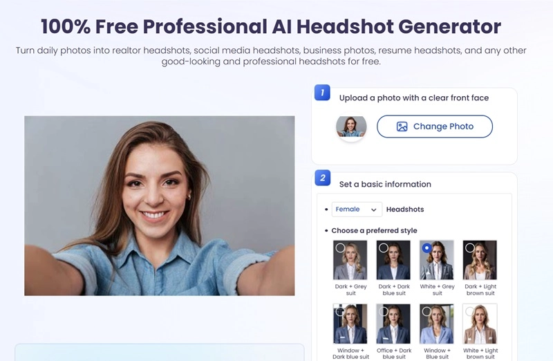 Headshot Retouching Vidnoz AI Choose Style