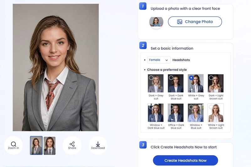 Headshot Retouching Vidnoz AI Download Headshot