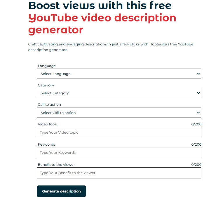 Hootsuite YTB Description Generator