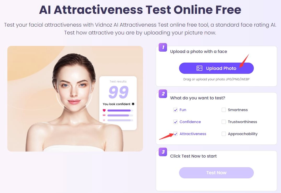 How to Test Attractiveness with Vidnoz AI