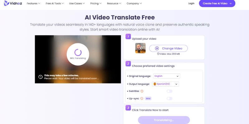 How to Translate TikTok Video Vidnoz AI Video Translator Step Three