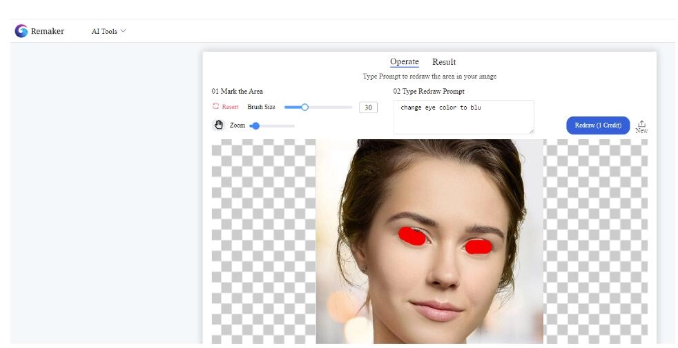 How to Use Remaker AI to Make Eyes Blue - Step 2