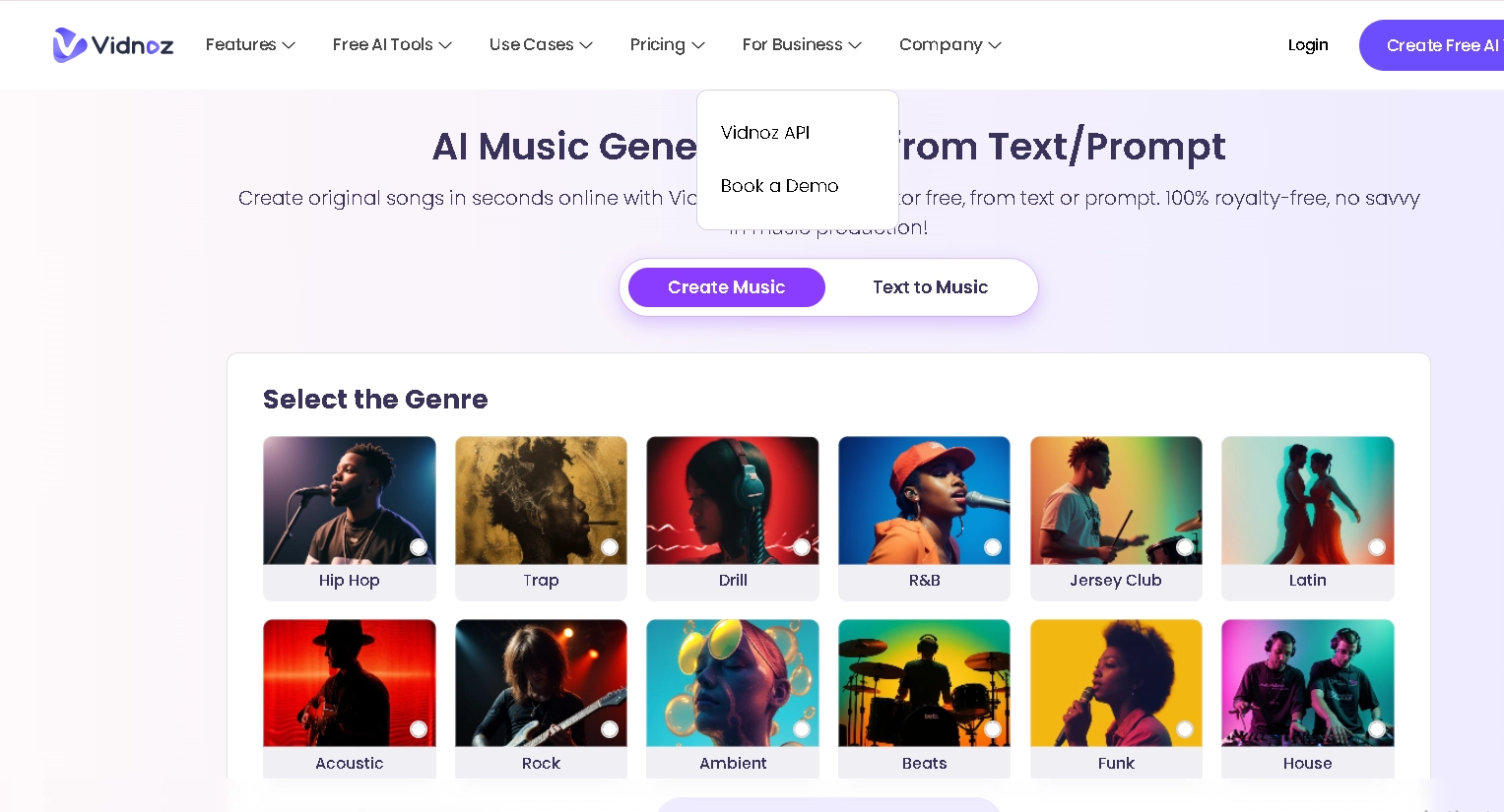 How to Use Vidnoz AI Music Generator - 1