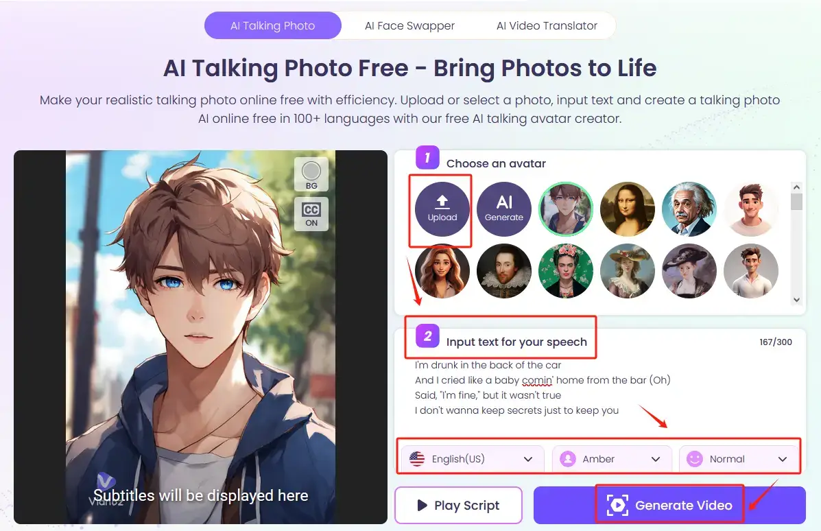 How to Generate an Animated Body Swap Anime Character Through Vidnoz AI Talking Photo