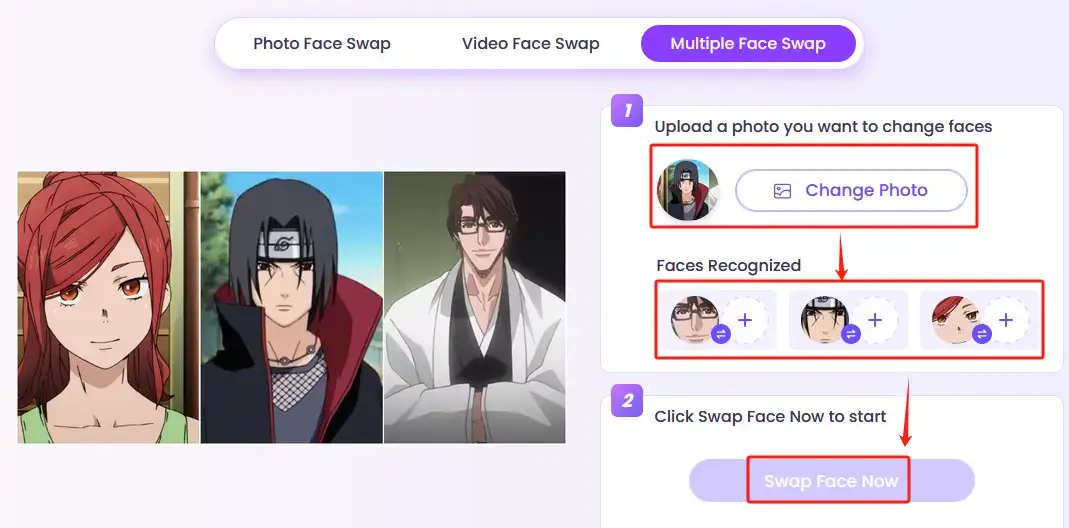 How to Create Multiple Anime Swap Bodies Through Vidnoz AI Multiple Face Swap