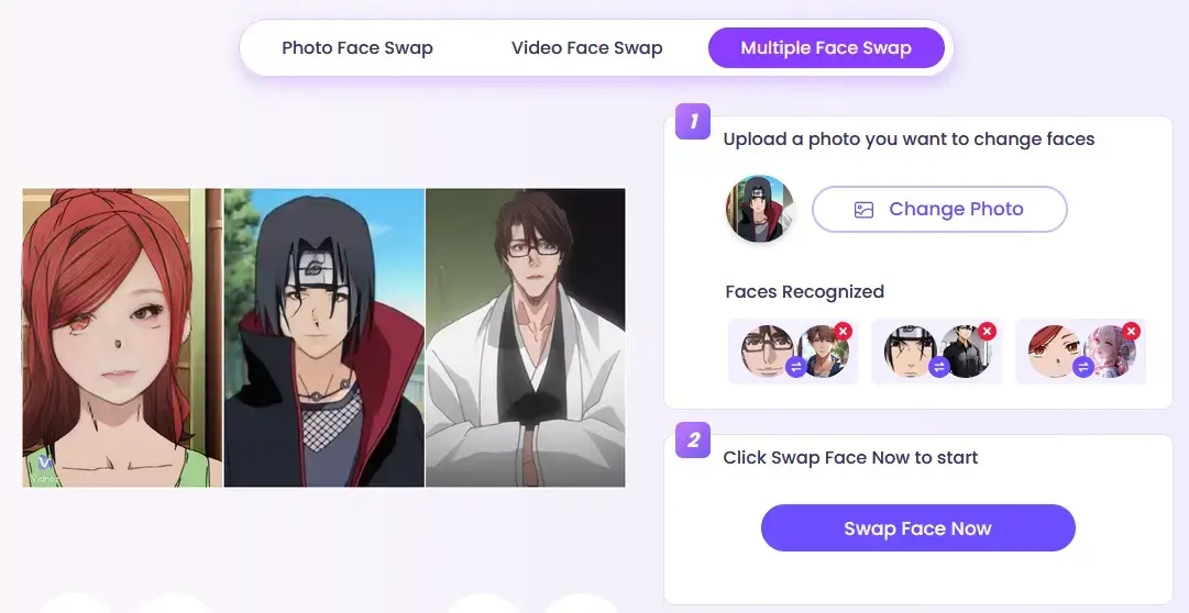 Anime Swap Bodies Exported by Vidnoz AI Multiple Face Swap