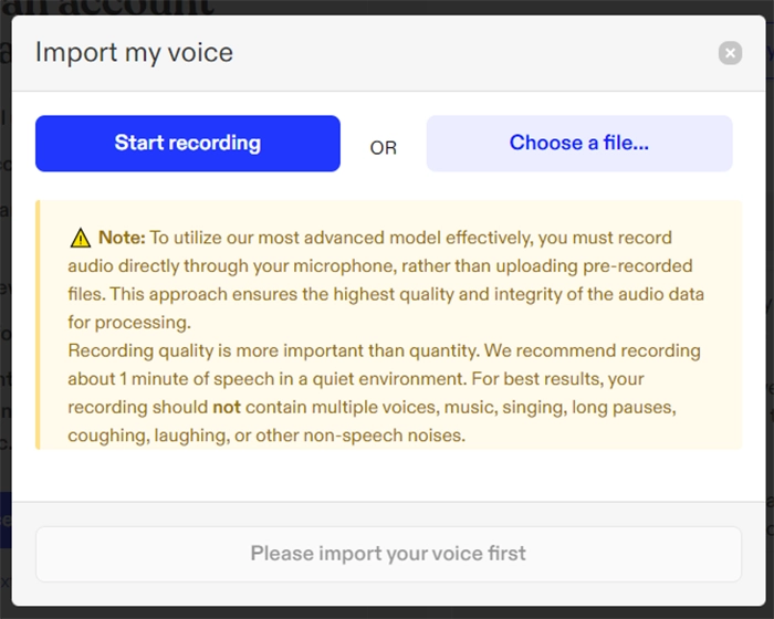 Import Your Voice File or Record Your Voice