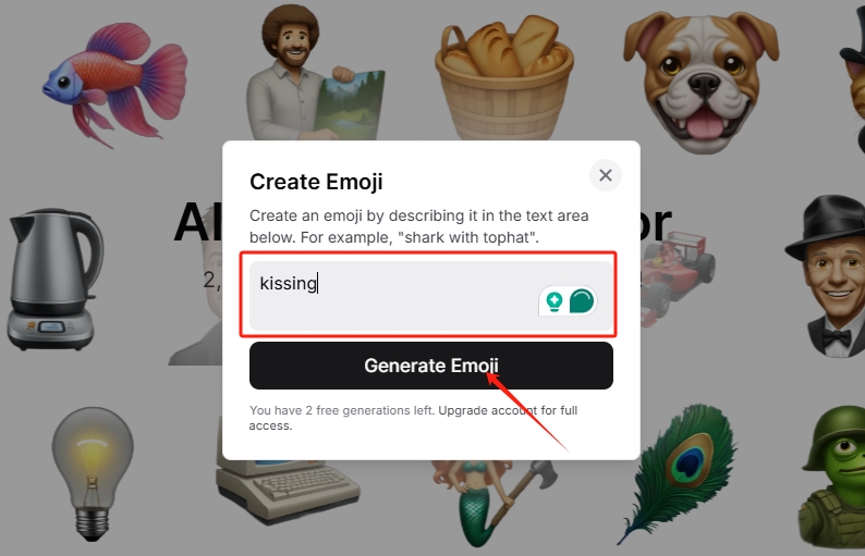 Input Prompt to Generate Lip Kissing Emoji