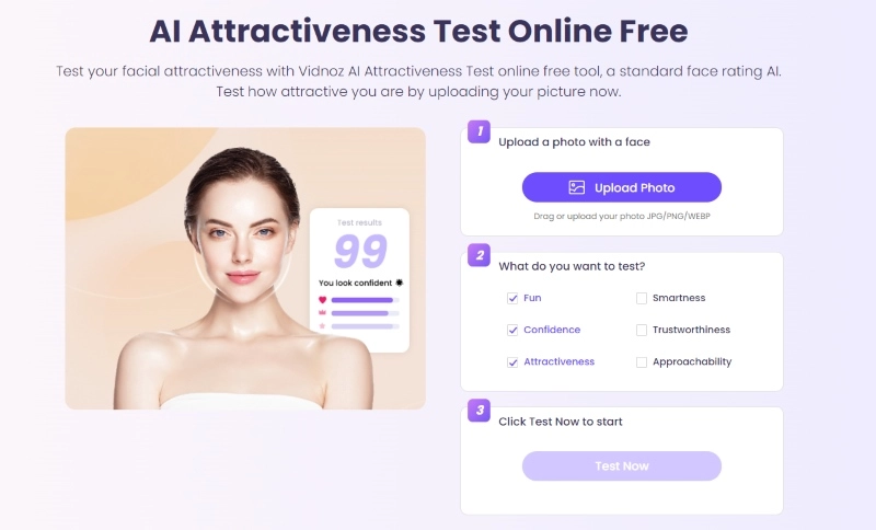 Interface of Vidnoz AI Beauty Calculator