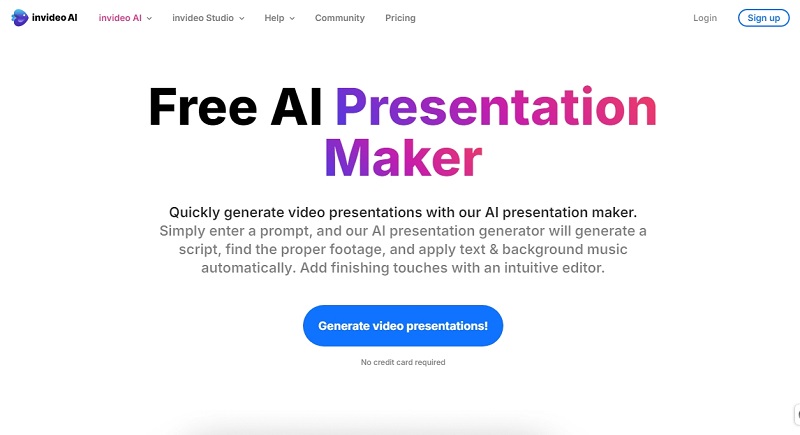 Invideo Free AI Presentation Creator