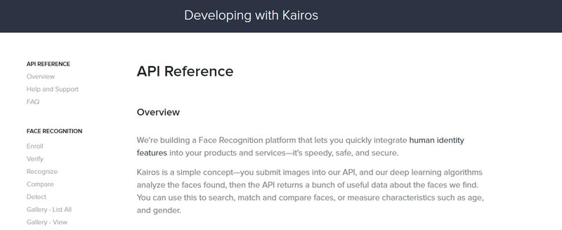 Kairos Face Recognition API