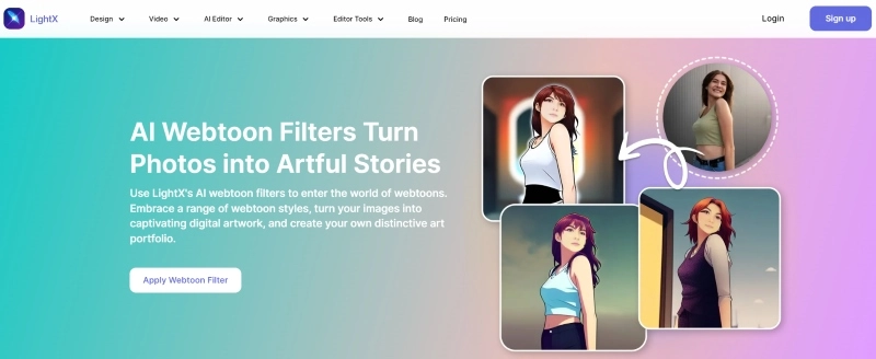 LightX - AI Webtoons Filter Website