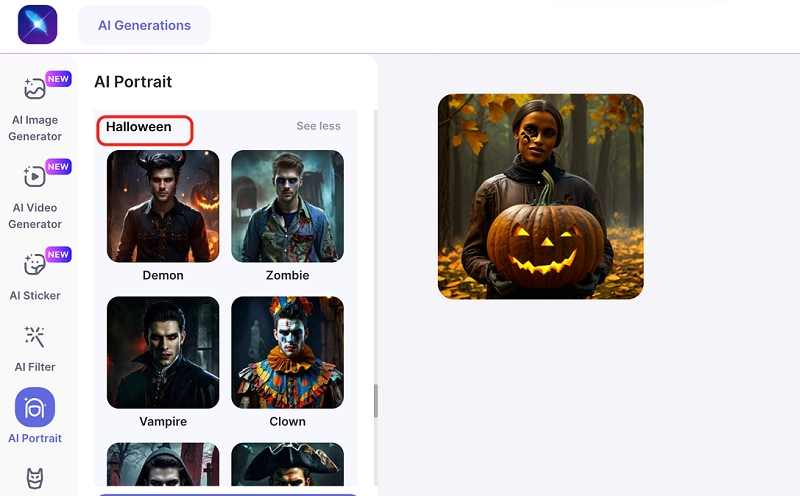 LightX AI Halloween Portrait