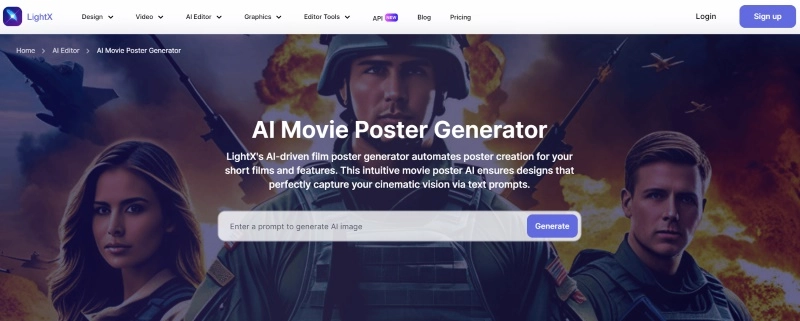 LightX AI Movie Poster Generator for Mobile Device