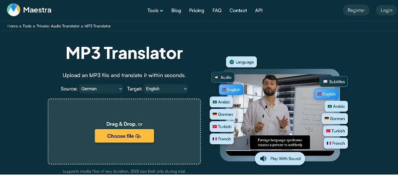 Maestra MP3 Translator's Interface