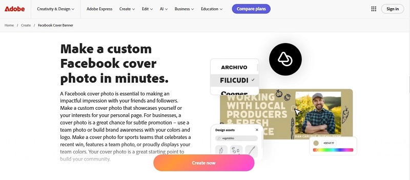 Make a Facebook Cover Photo on Adobe Express Online