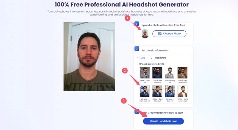 Make AI Headshots Online Free